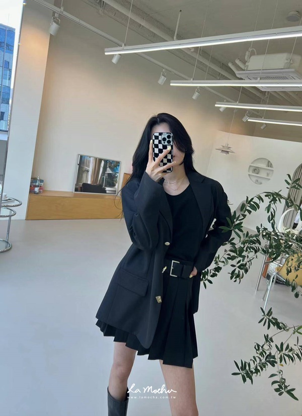 腰帶設計百褶短裙